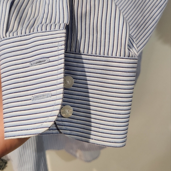 John W. Nordstrom 17-35 Striped Collared Long Sleeve Shirt 100% Cotton Italy - Picture 7 of 11